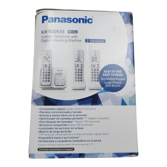 Panasonic KX TGD533W Cordless Phone System 3 Handsets Digital Answering Machine - Picture 10 of 11